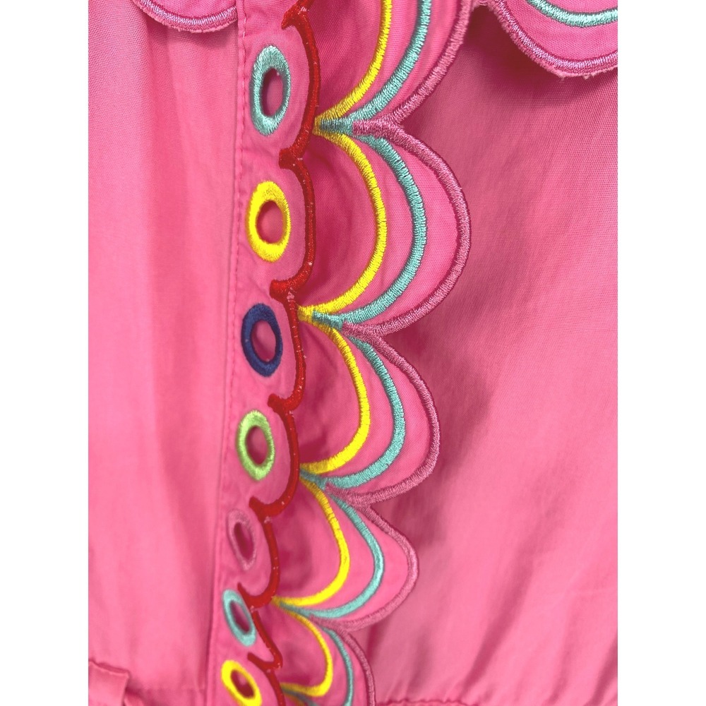 Celia B Marilla Dress Pink Embroidered Scalloped Eyelet Tiered Mini Dress XS - Picture 7 of 13